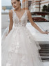 Beaded Ivory Lace Tulle Cross Back Sexy Wedding Dress